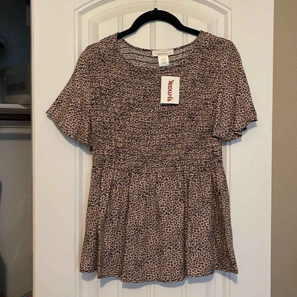Leopard baby doll short sleeve top
